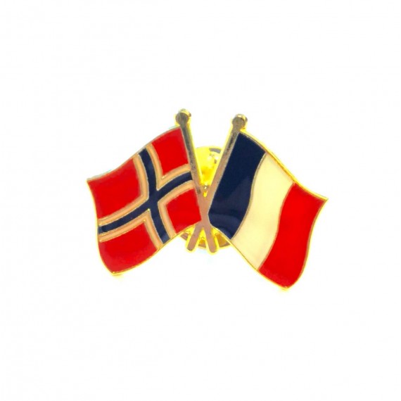 Pins med vennskap flagg - Norge og Frankrike - Norsk Uniform