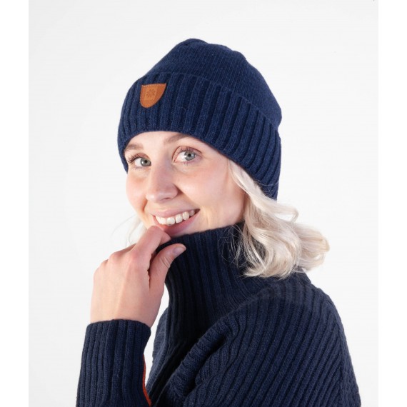 Lykkja beanie - 100% Ull - Bråtens - Marineblå