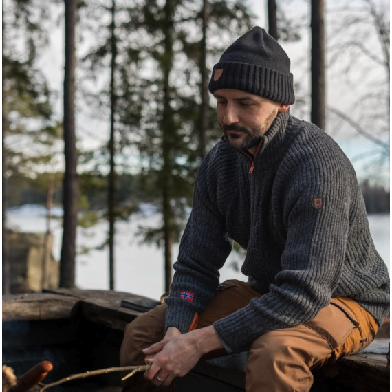 Villmark genser - Hals med glidelås - Koksgrå - Bråtens