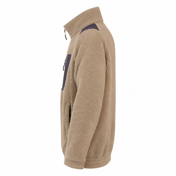 Fleecejakke med brystlomme - Teddy - Tracker - Beige